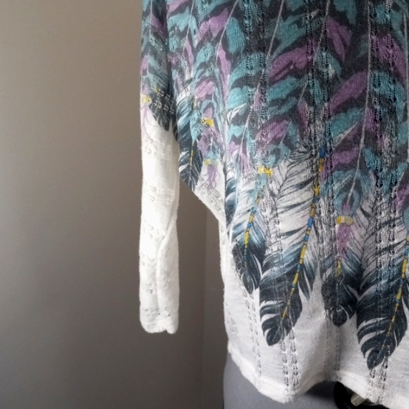 Womens Sz S/p Feather Cropped  Top Blue/Lavender/White - Picture 4 of 5